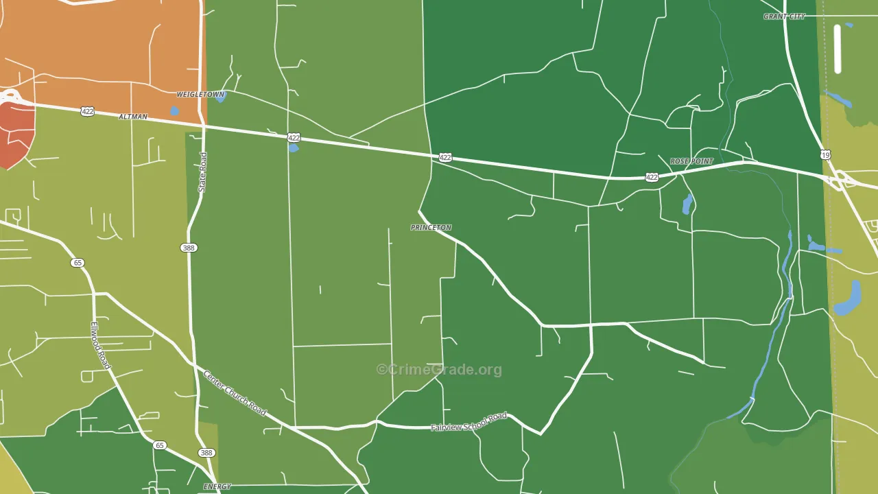 Princeton, PA Map of Drug-Related Crime Rates