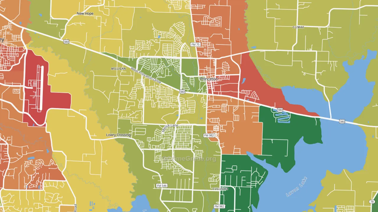 Princeton, TX Map of Drug-Related Crime Rates