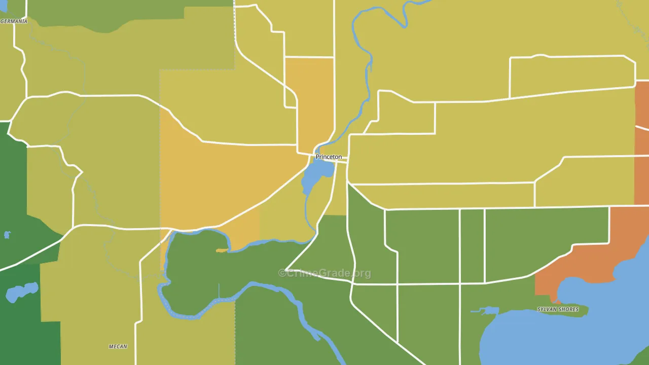 Princeton, WI Map of Drug-Related Crime Rates