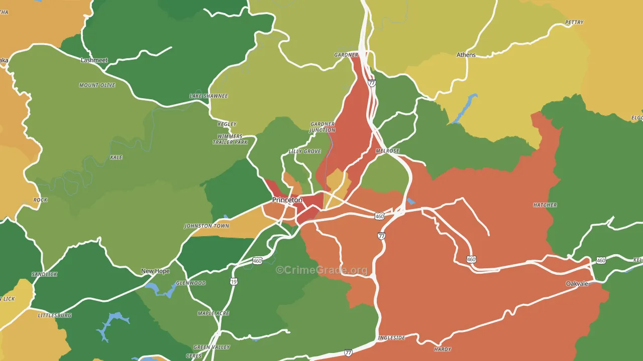 Princeton, WV Map of Drug-Related Crime Rates