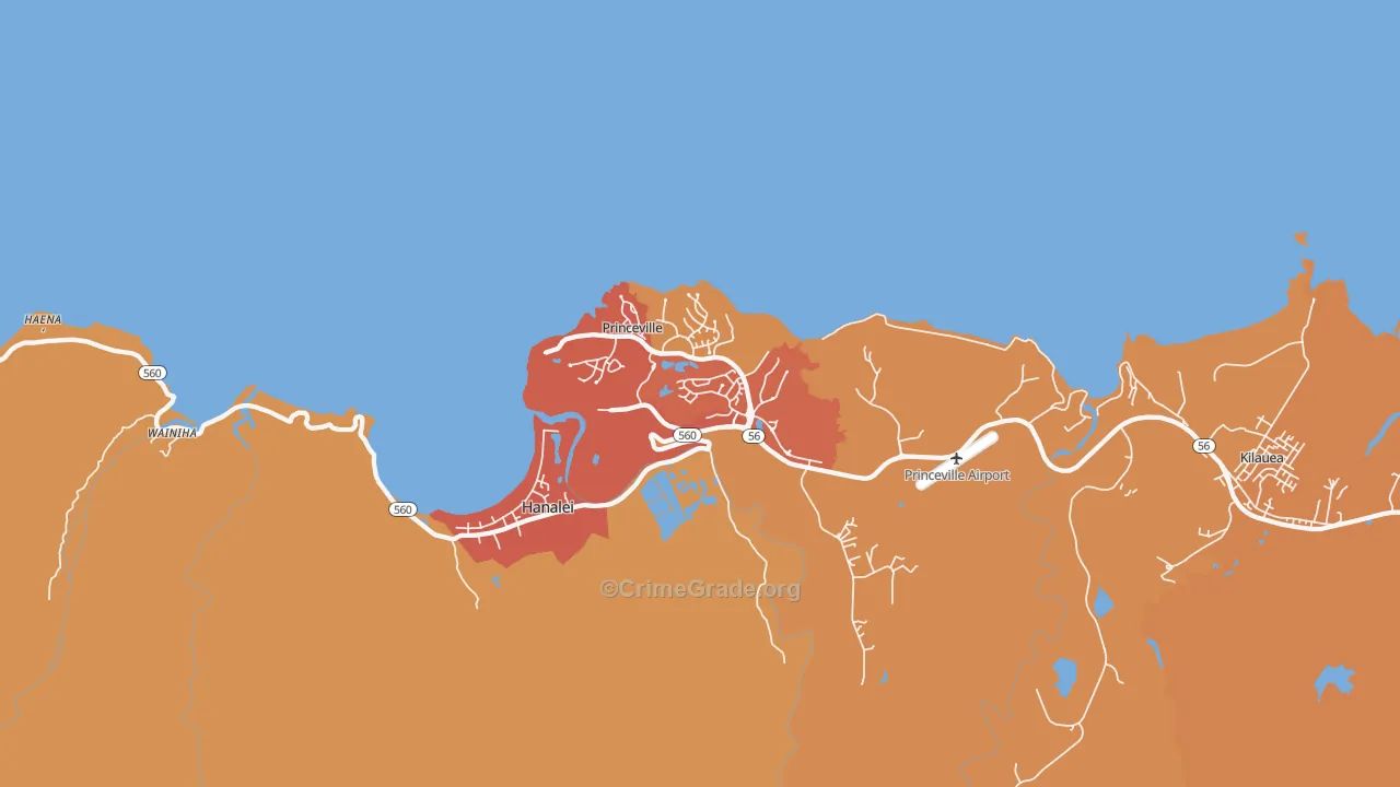 Princeville, HI Map of Drug-Related Crime Rates