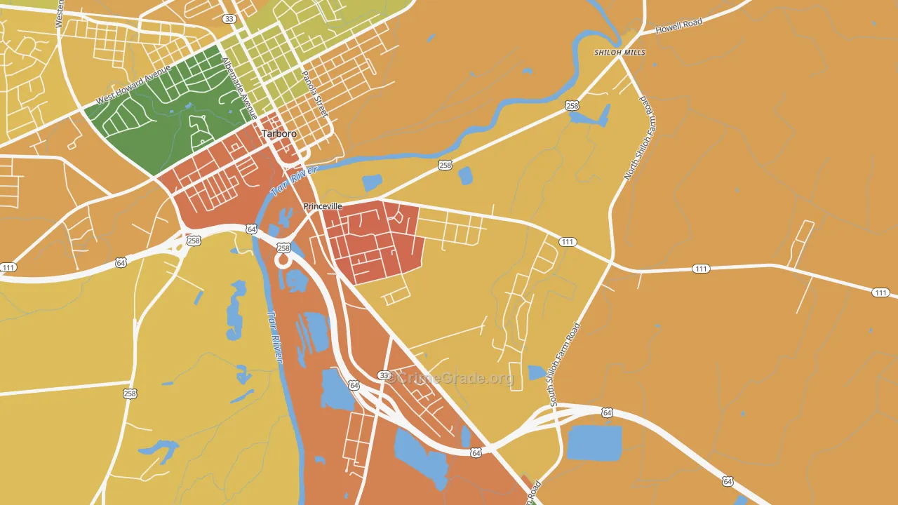 Princeville, NC Map of Drug-Related Crime Rates