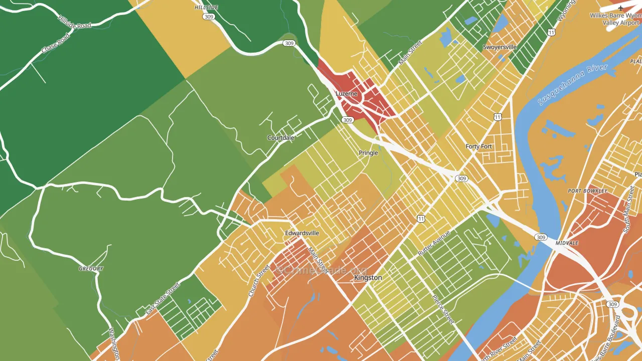 Pringle, PA Map of Drug-Related Crime Rates