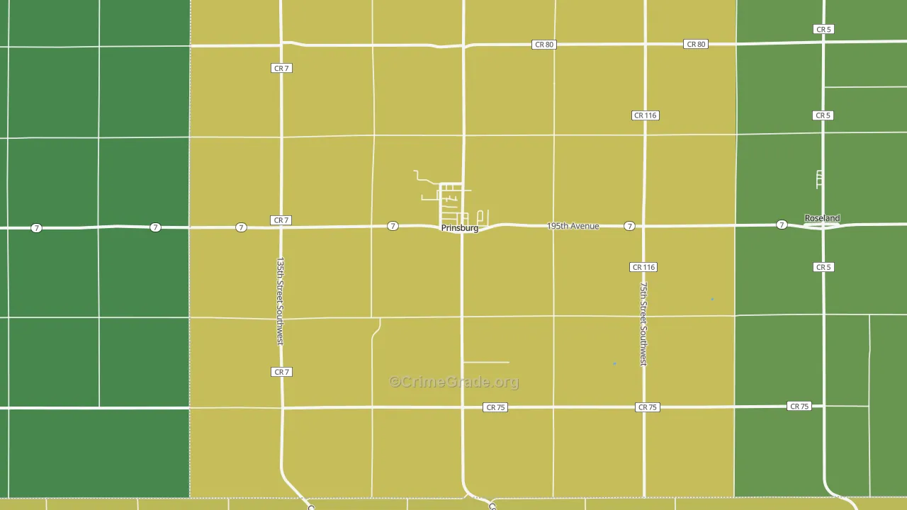 Prinsburg, MN Map of Drug-Related Crime Rates