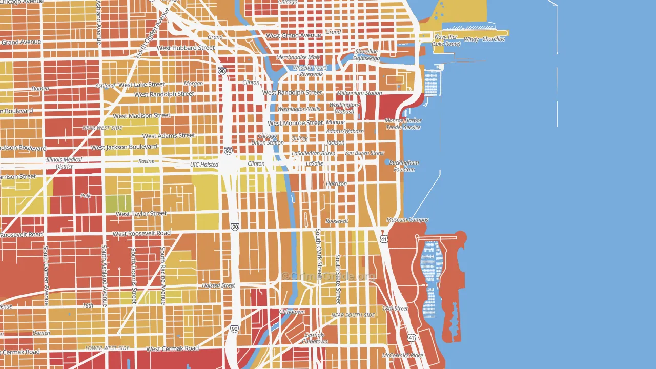 Printers Row, Chicago, IL Map of Drug-Related Crime Rates