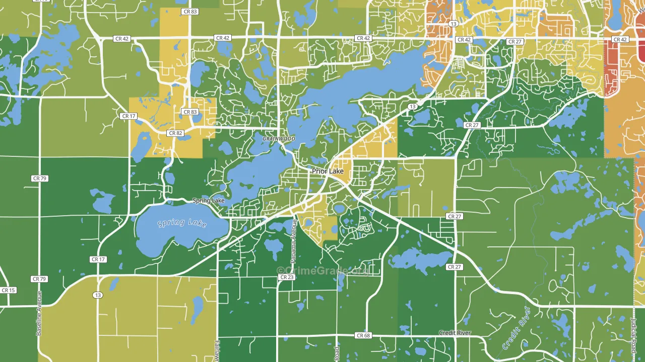 Prior Lake, MN Map of Drug-Related Crime Rates