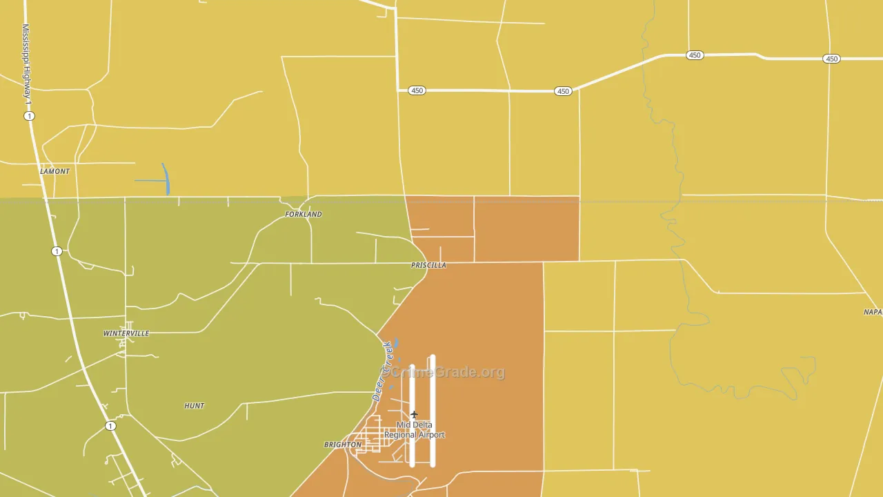 Priscilla, MS Map of Drug-Related Crime Rates