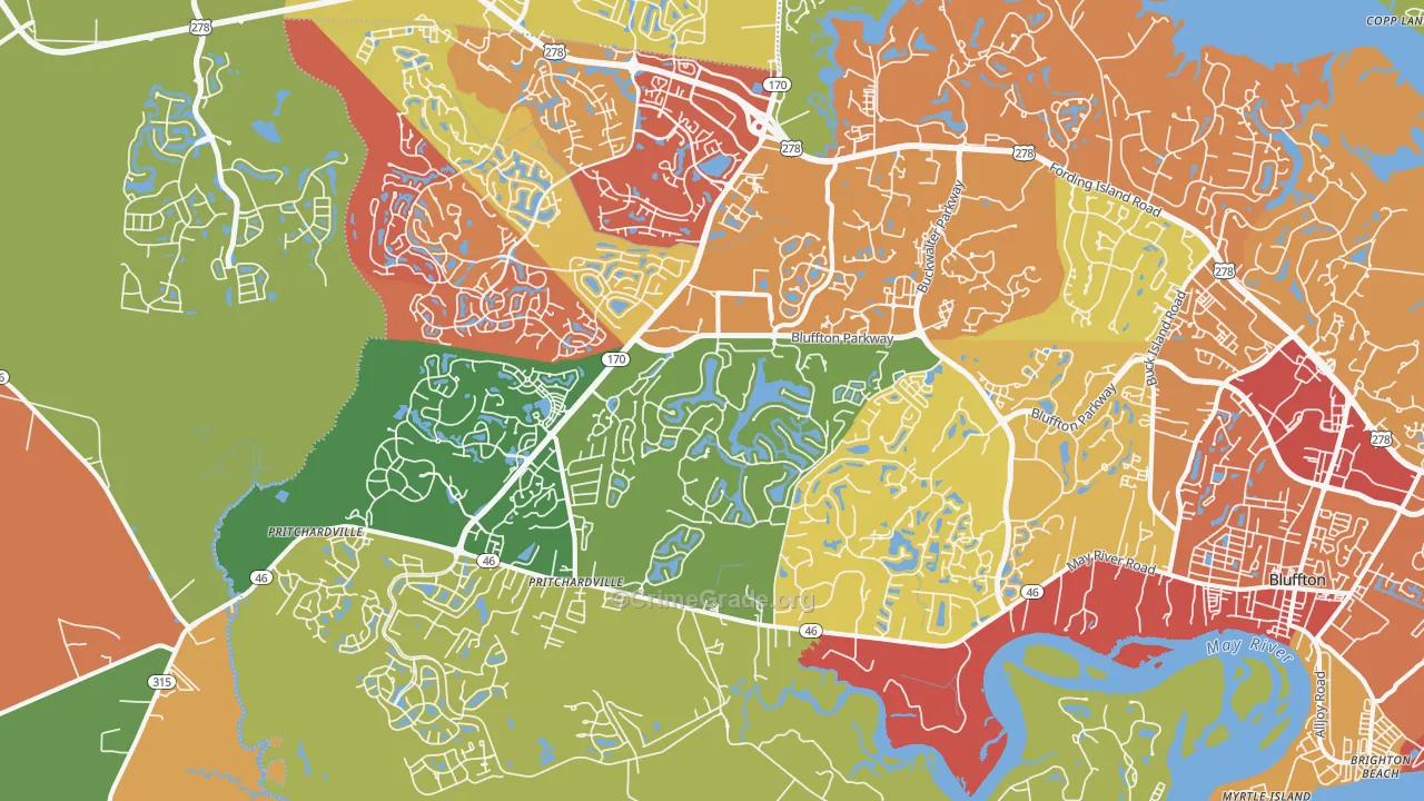 Pritchardville, SC Map of Drug-Related Crime Rates