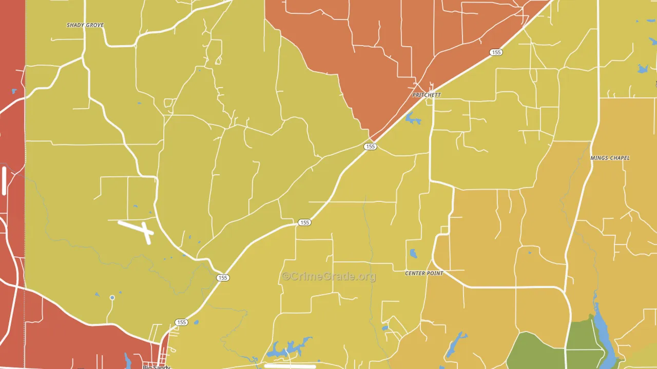 Pritchett, TX Map of Drug-Related Crime Rates
