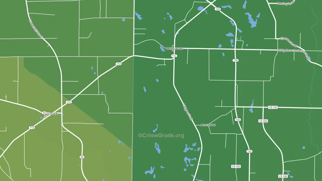 Pritchetts, GA Map of Drug-Related Crime Rates
