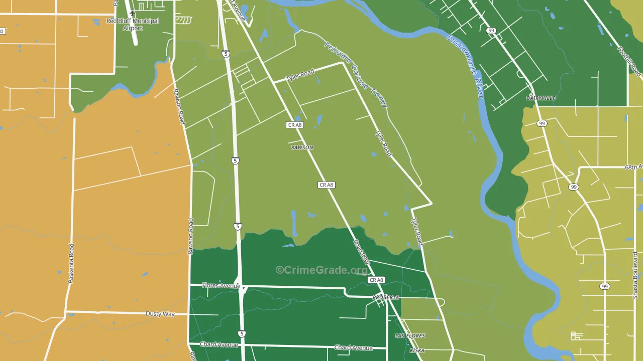 Proberta, CA Map of Drug-Related Crime Rates