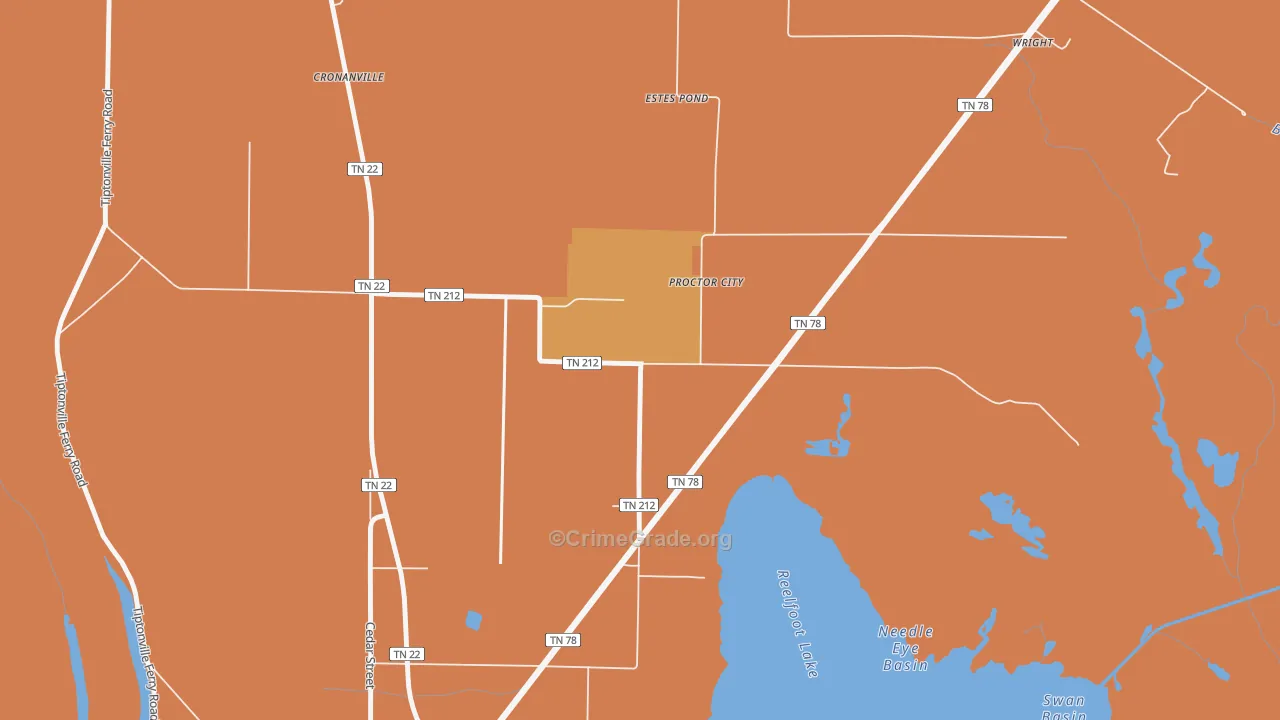 Proctor City, TN Map of Drug-Related Crime Rates