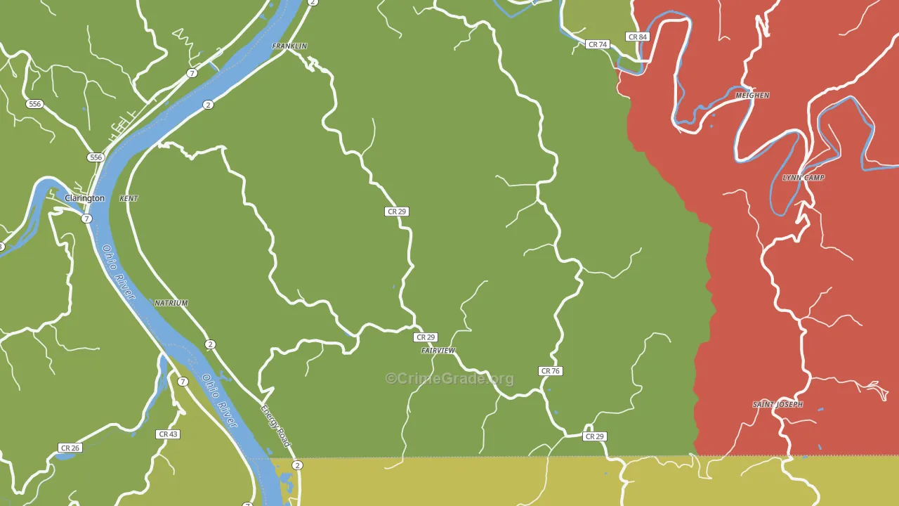 Proctor, WV Map of Drug-Related Crime Rates