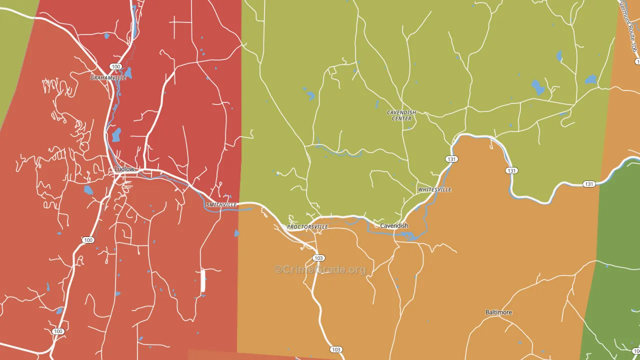 Proctorsville, VT Map of Drug-Related Crime Rates