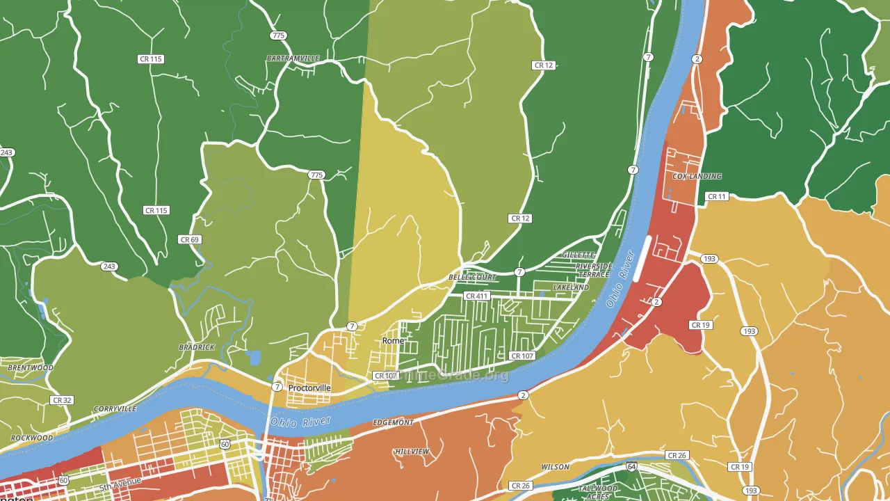 Proctorville, OH Map of Drug-Related Crime Rates