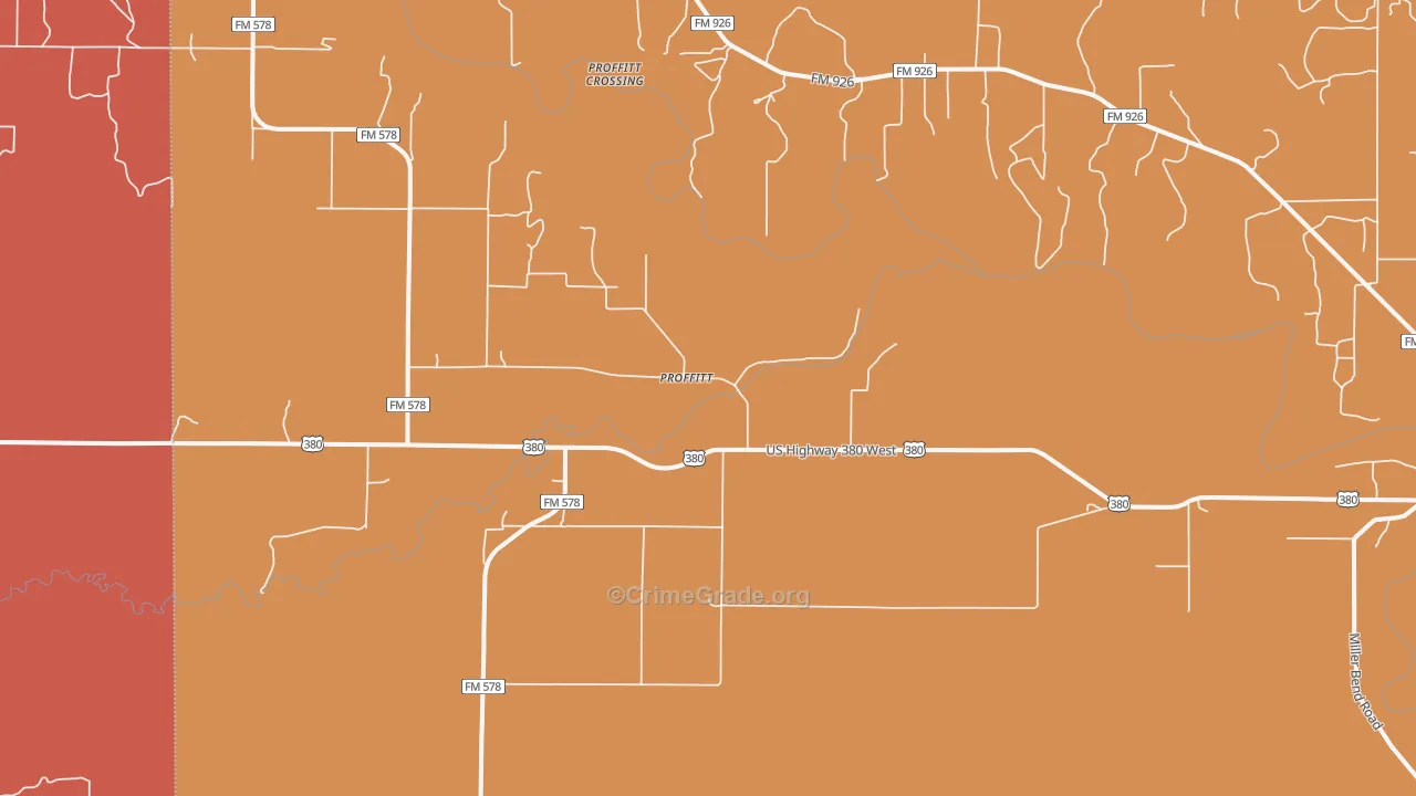 Proffit, TX Map of Drug-Related Crime Rates