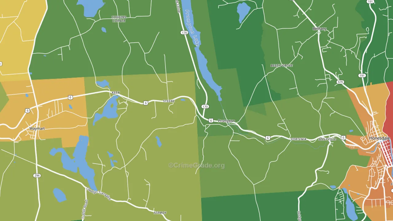Prompton, PA Map of Drug-Related Crime Rates
