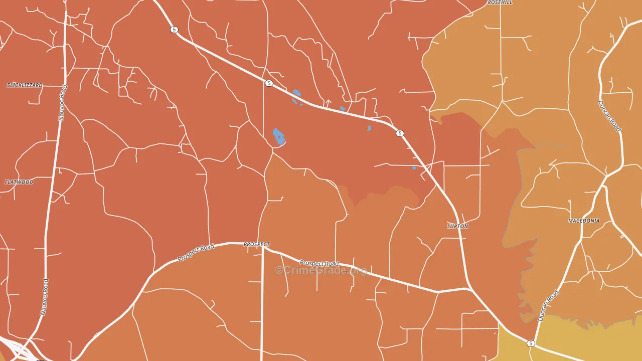 Prospect, AL Map of Drug-Related Crime Rates