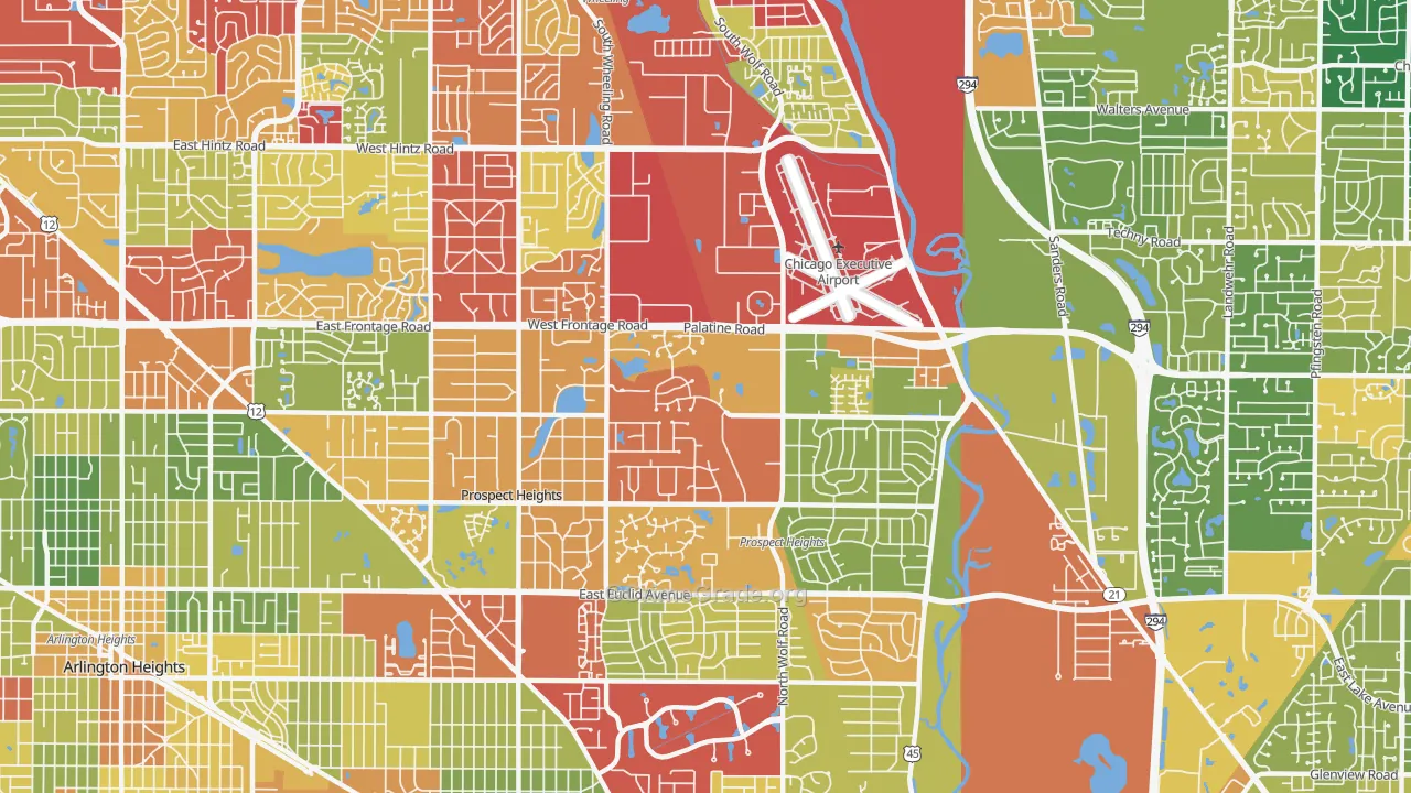 Prospect Heights, IL Map of Drug-Related Crime Rates