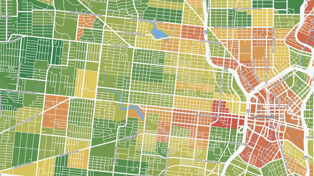 Prospect Hill, San Antonio, TX Map of Drug-Related Crime Rates