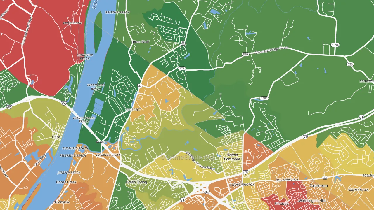 Prospect, KY Map of Drug-Related Crime Rates