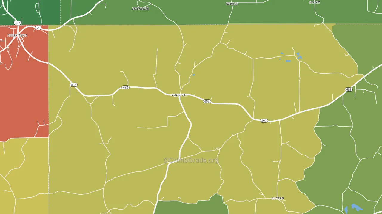 Prospect, MS Map of Drug-Related Crime Rates