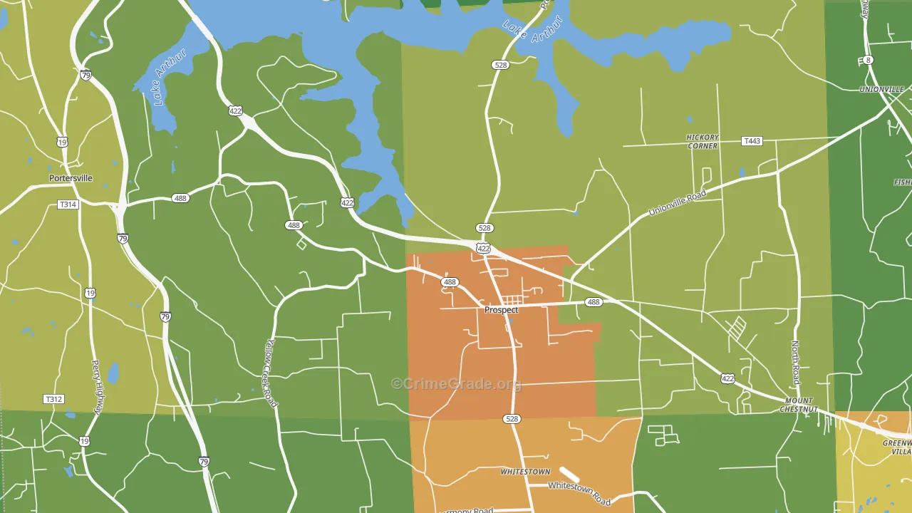 Prospect, PA Map of Drug-Related Crime Rates