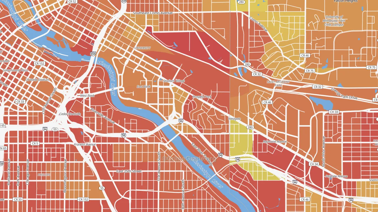 Prospect Park, Minneapolis, MN Map of Drug-Related Crime Rates