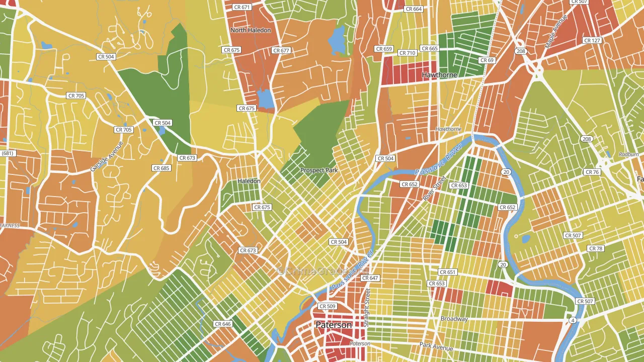 Prospect Park, NJ Map of Drug-Related Crime Rates