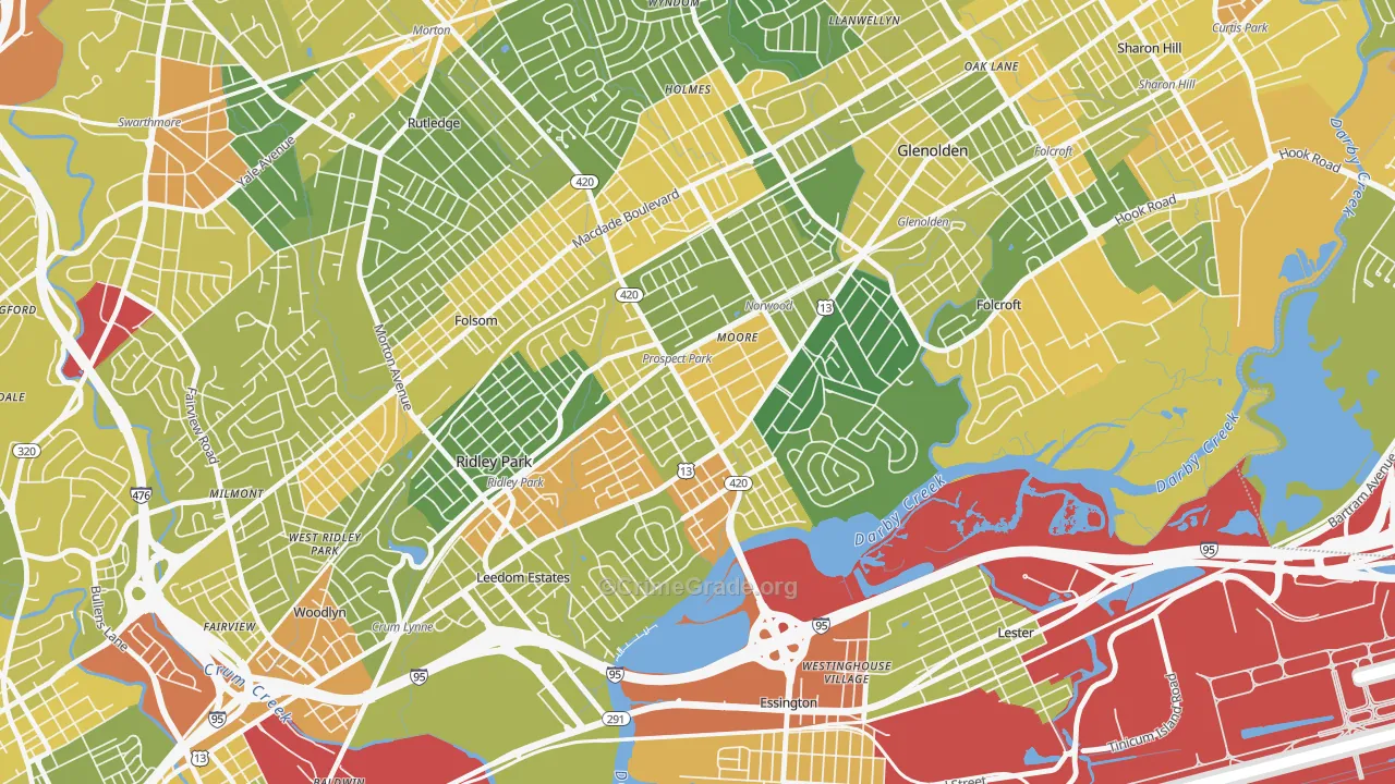 Prospect Park, PA Map of Drug-Related Crime Rates