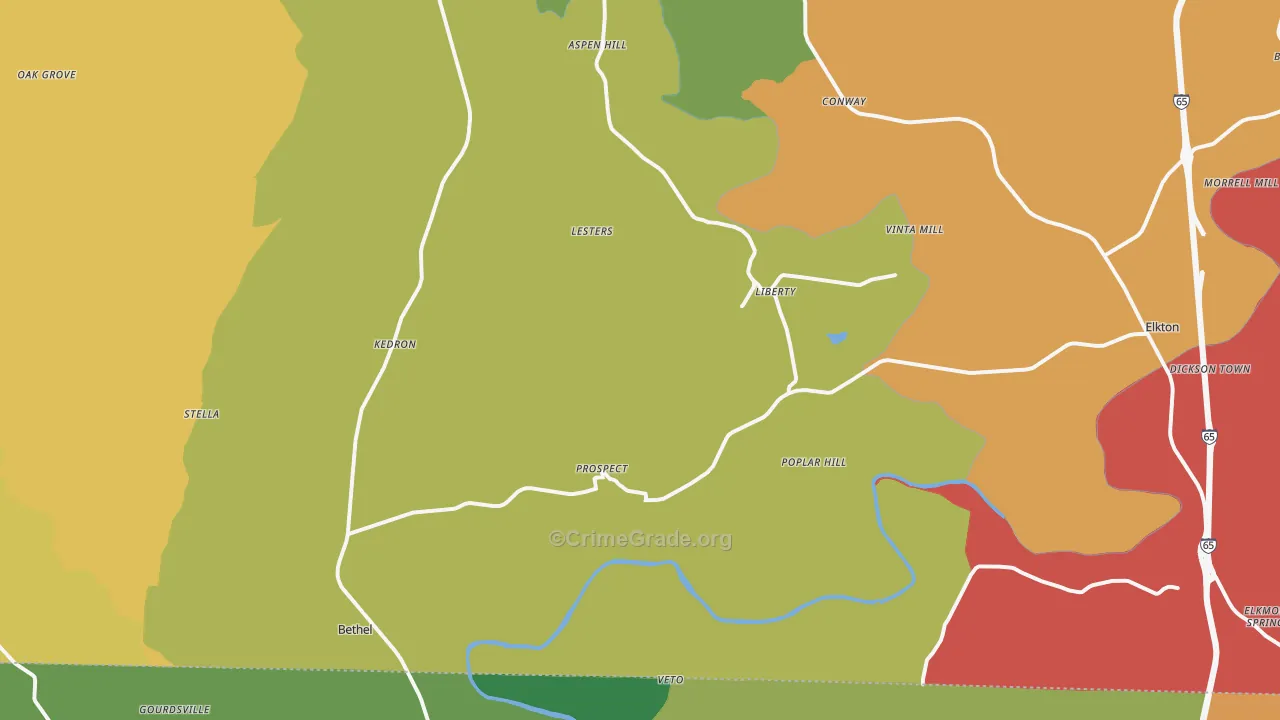 Prospect, TN Map of Drug-Related Crime Rates