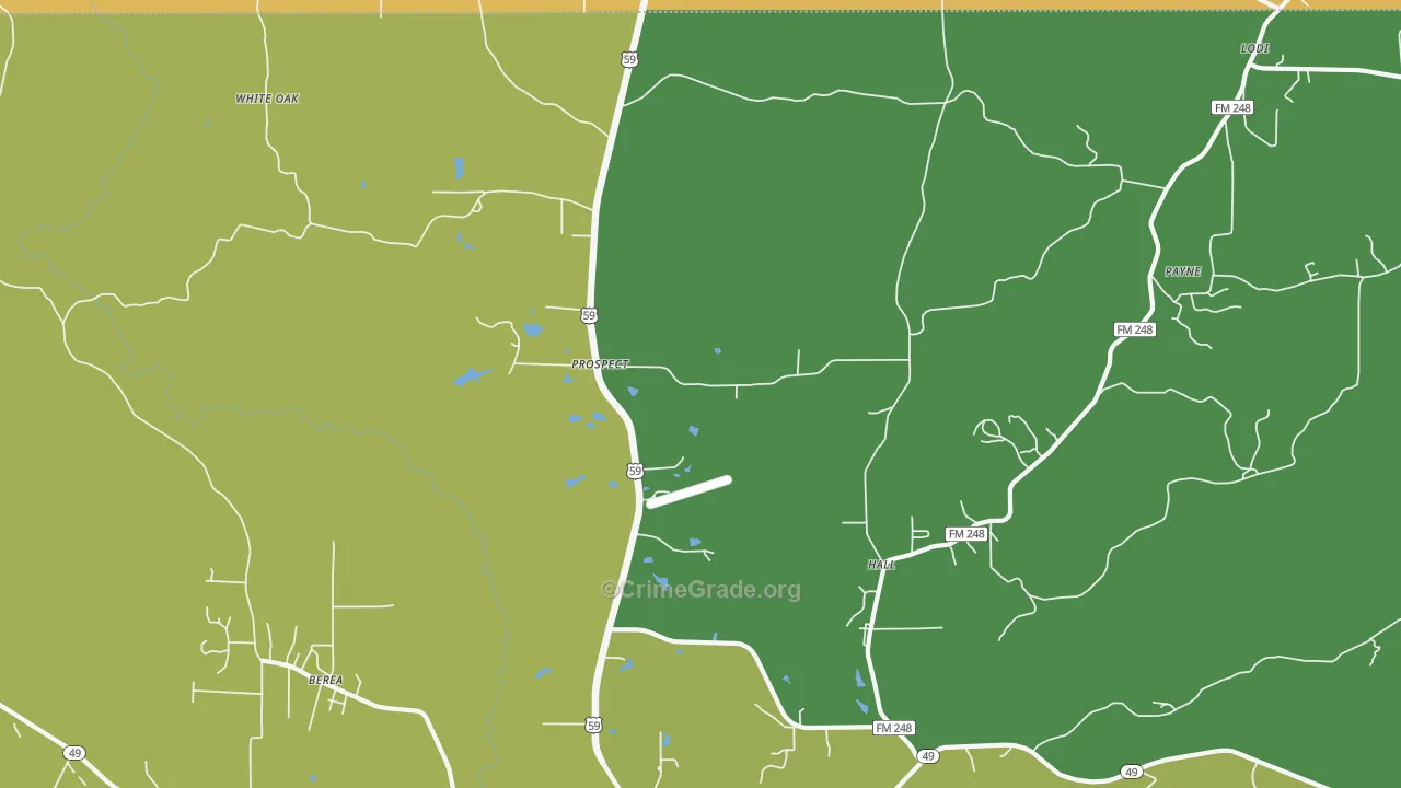 Prospect, TX Map of Drug-Related Crime Rates