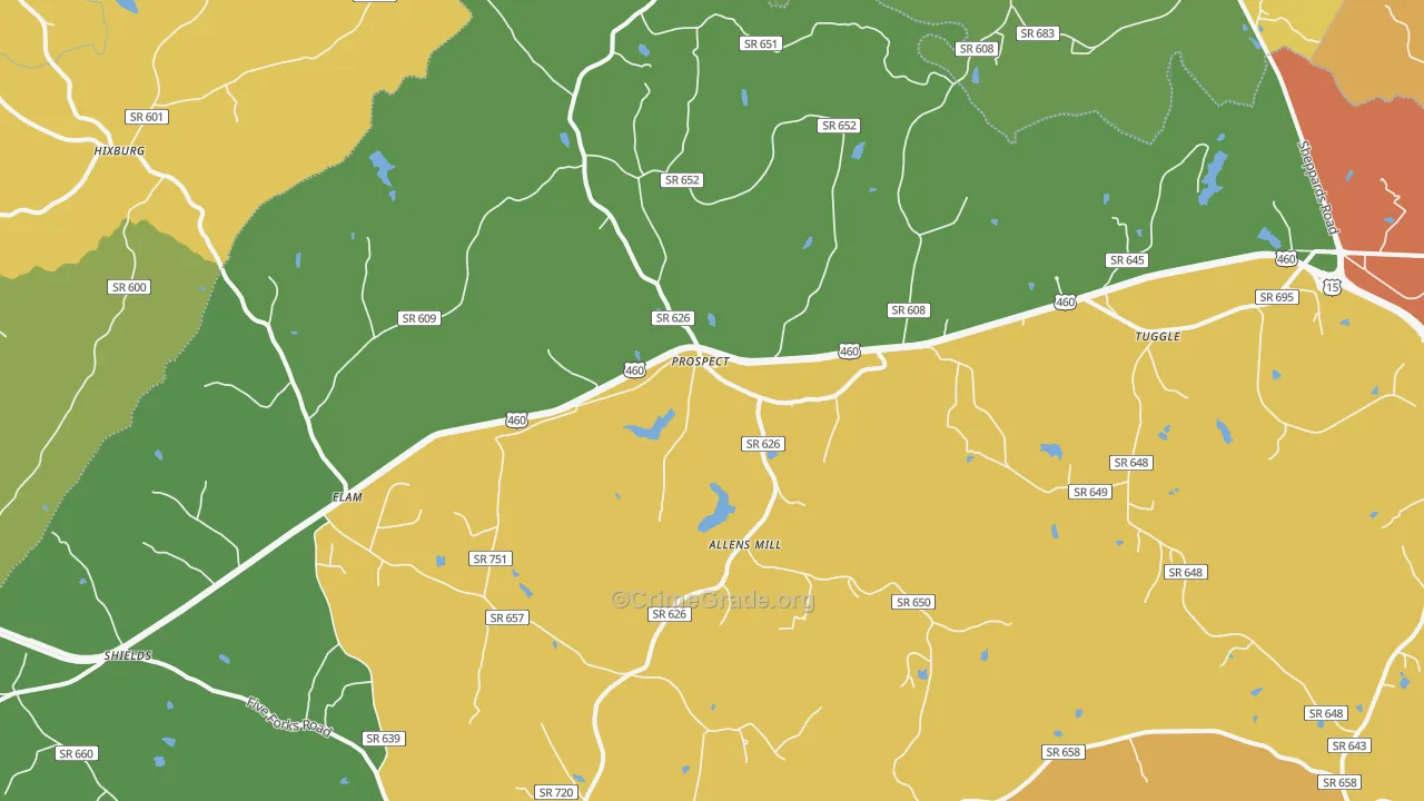 Prospect, VA Map of Drug-Related Crime Rates