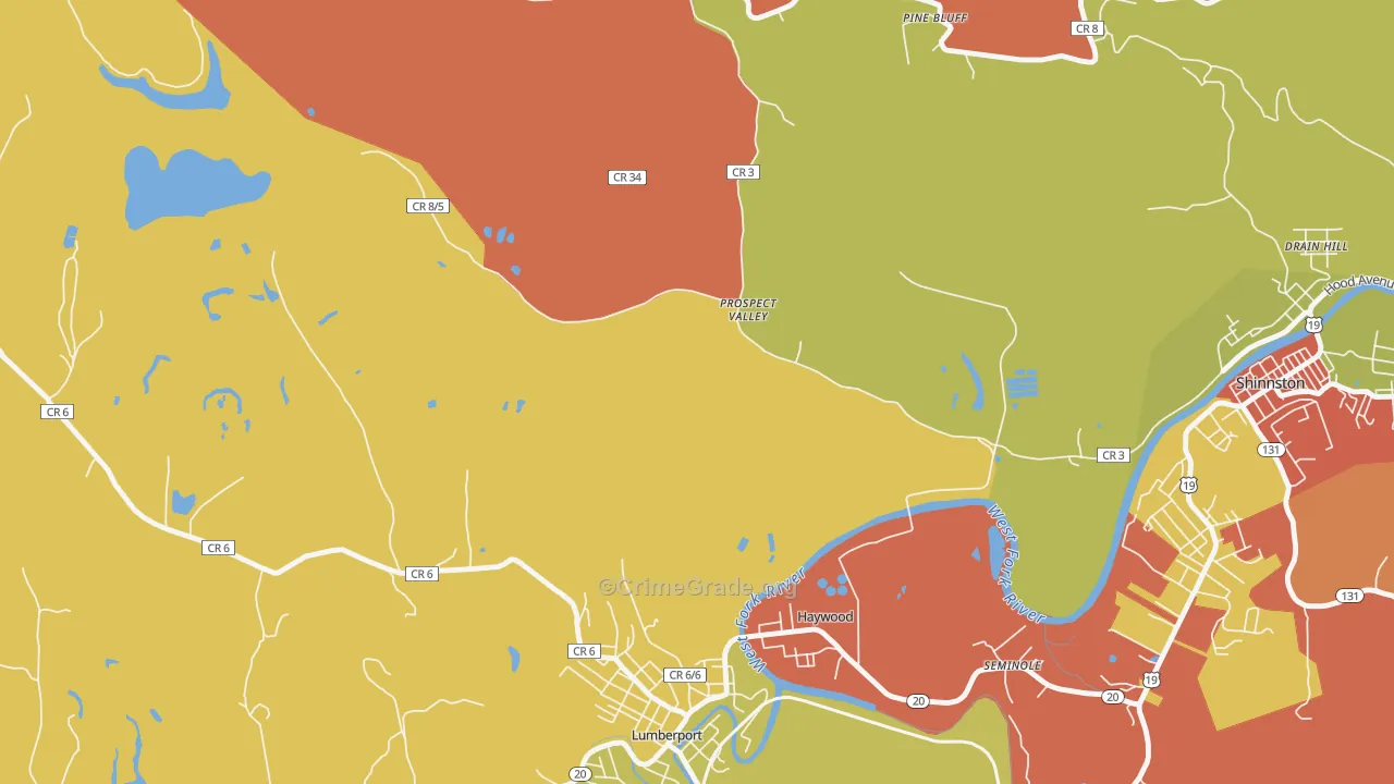 Prospect Valley, WV Map of Drug-Related Crime Rates