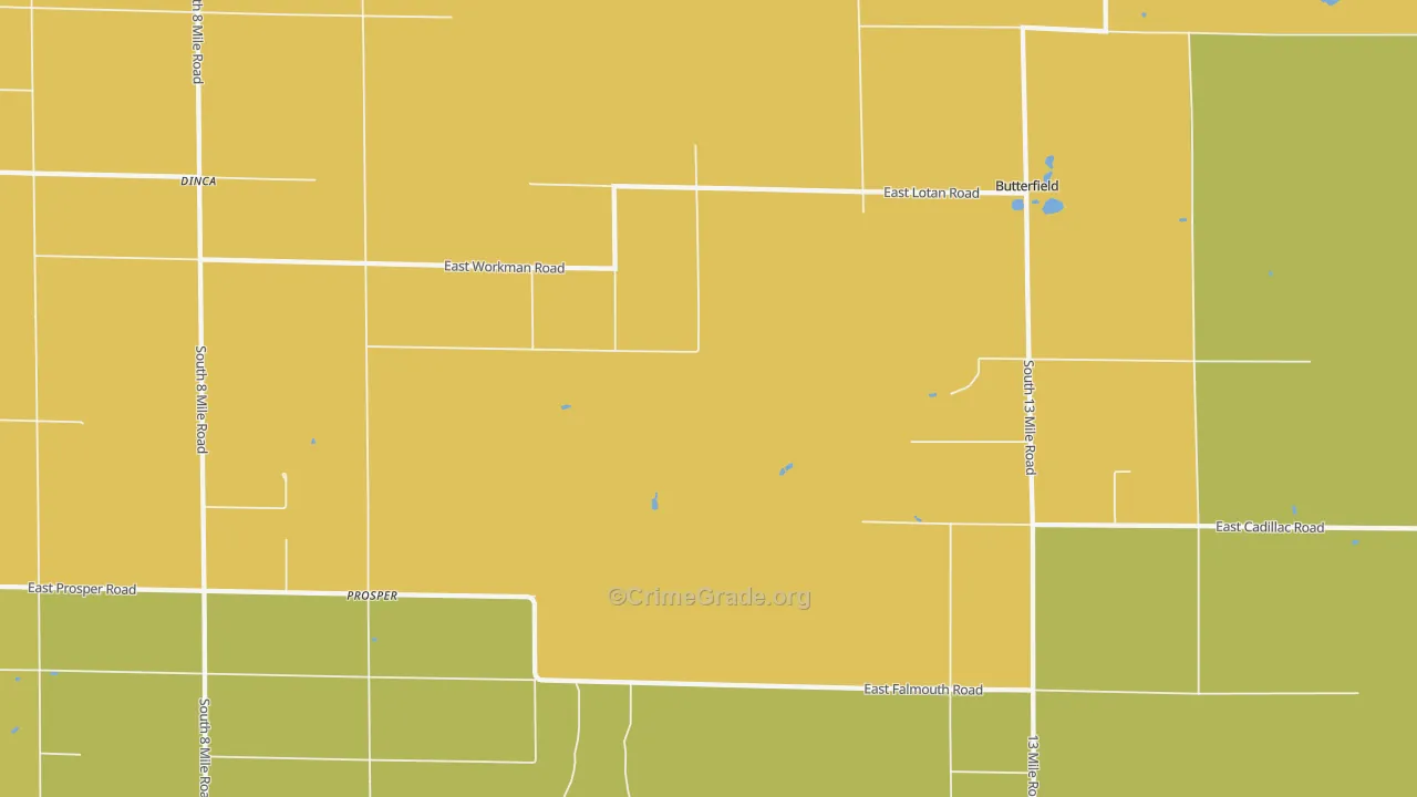 Prosper, MI Map of Drug-Related Crime Rates