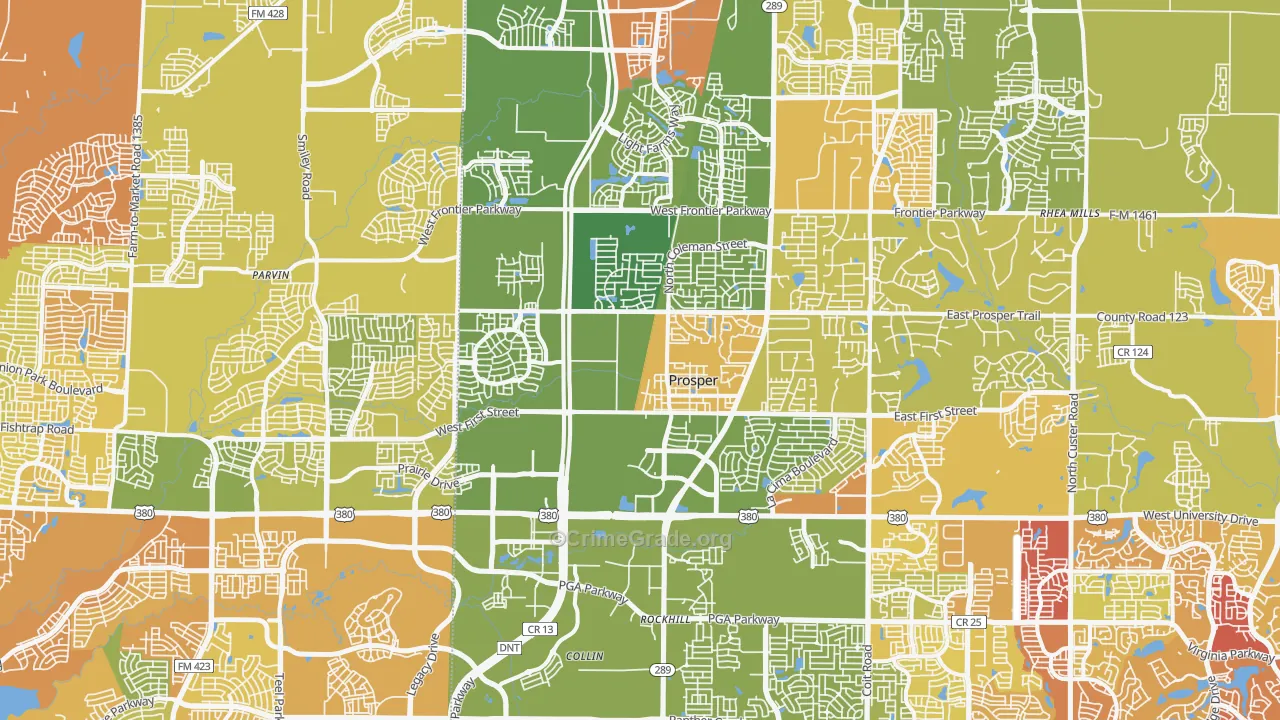 Prosper, TX Map of Drug-Related Crime Rates