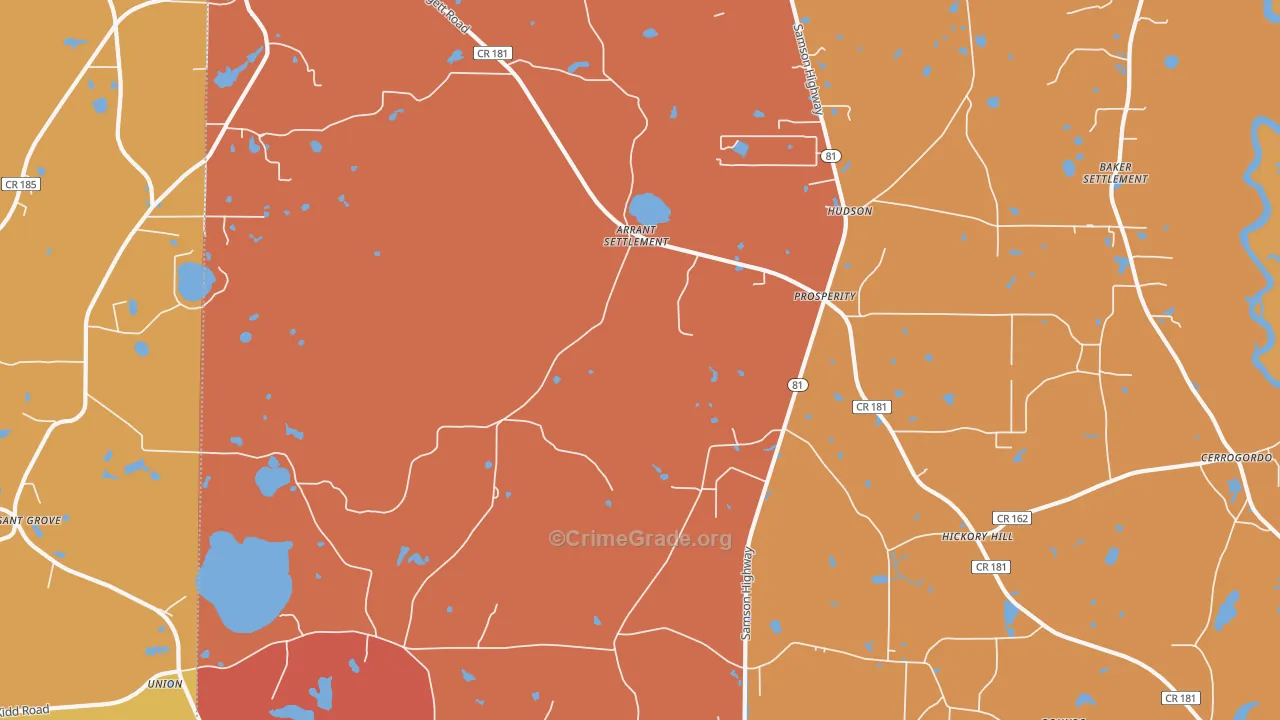 Prosperity, FL Map of Drug-Related Crime Rates