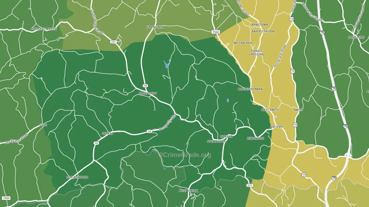 Prosperity, PA Map of Drug-Related Crime Rates