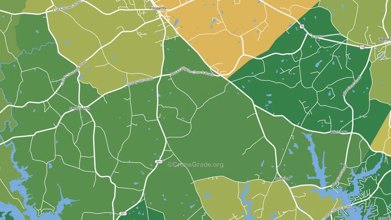 Prosperity, SC Map of Drug-Related Crime Rates