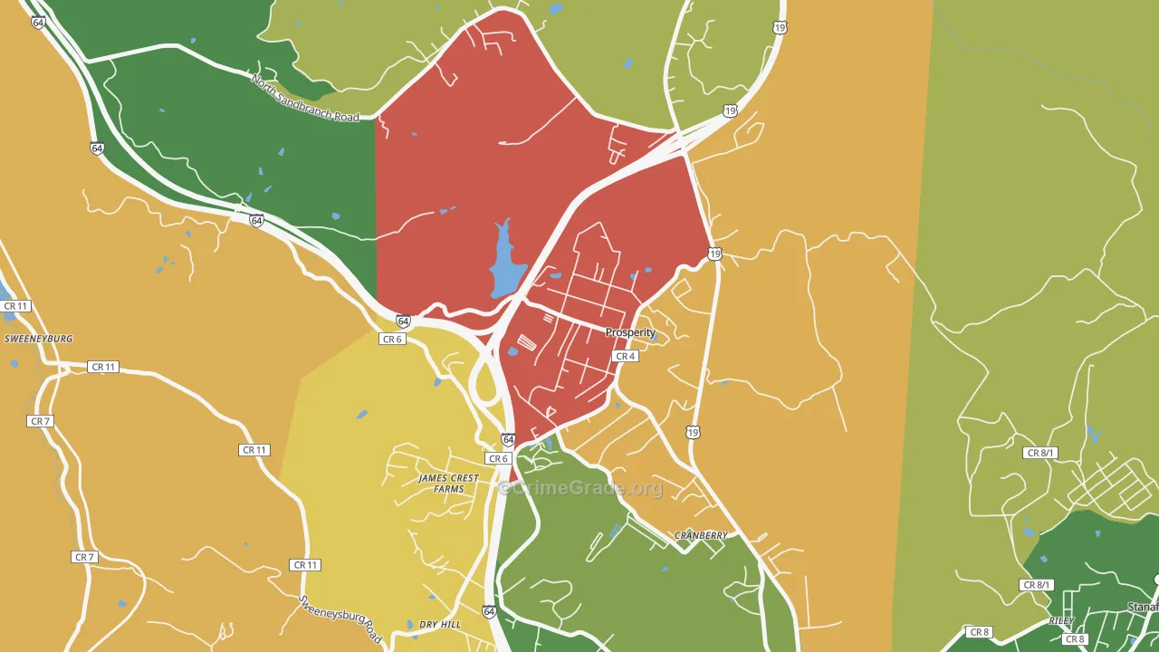 Prosperity, WV Map of Drug-Related Crime Rates
