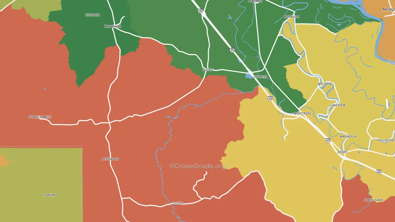 Provencal, LA Map of Drug-Related Crime Rates
