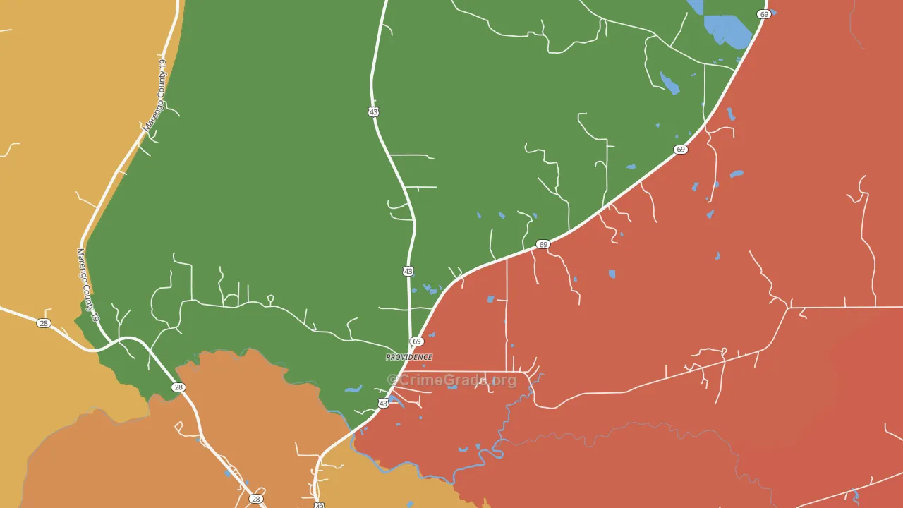 Providence, AL Map of Drug-Related Crime Rates