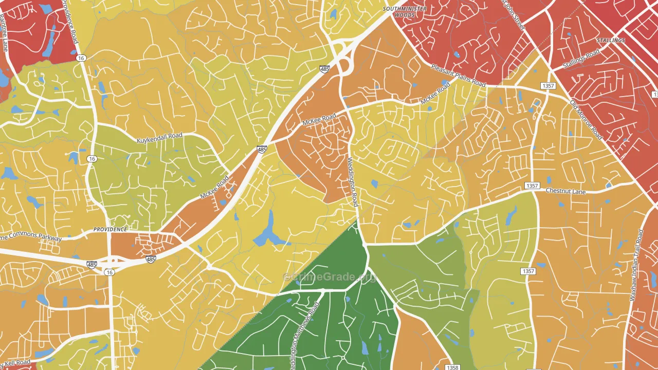 Providence Estates East, Matthews, NC Map of Drug-Related Crime Rates