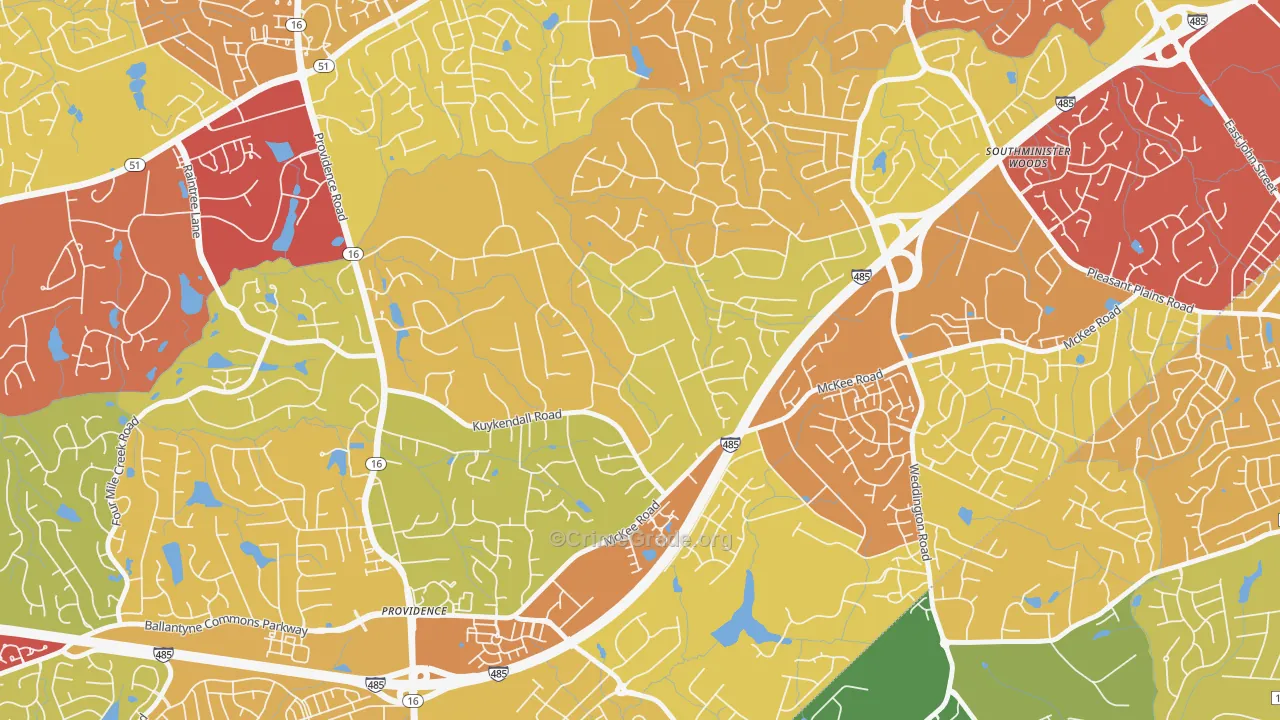Providence Plantation, Charlotte, NC Map of Drug-Related Crime Rates
