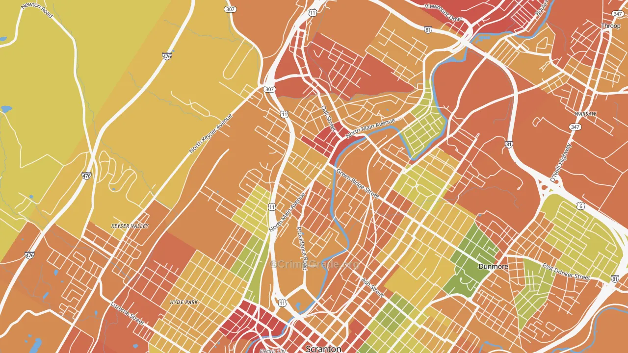 Providence, Scranton, PA Map of Drug-Related Crime Rates