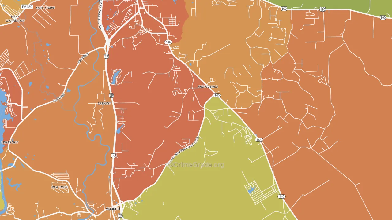 Providence, TX Map of Drug-Related Crime Rates