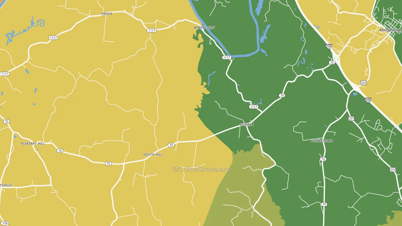 Provo, KY Map of Drug-Related Crime Rates