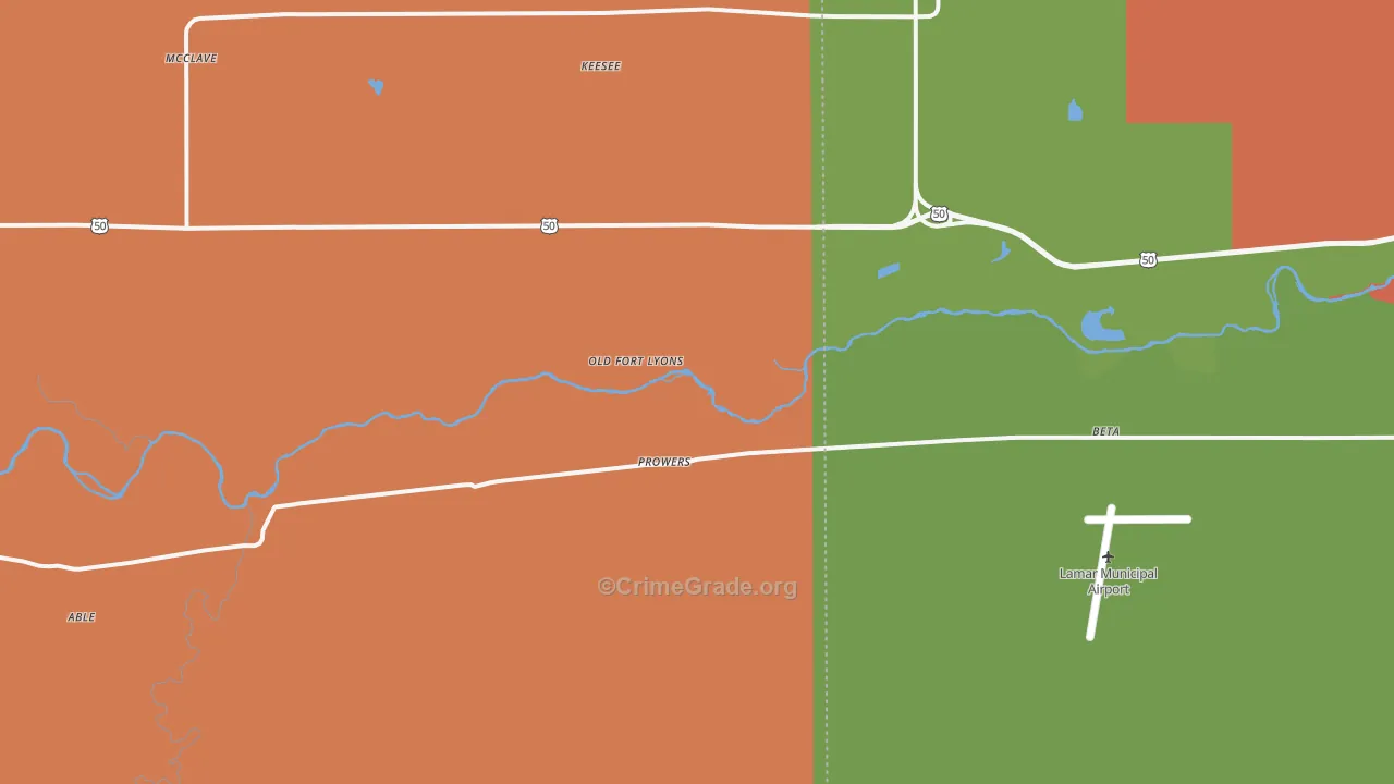 Prowers, CO Map of Drug-Related Crime Rates