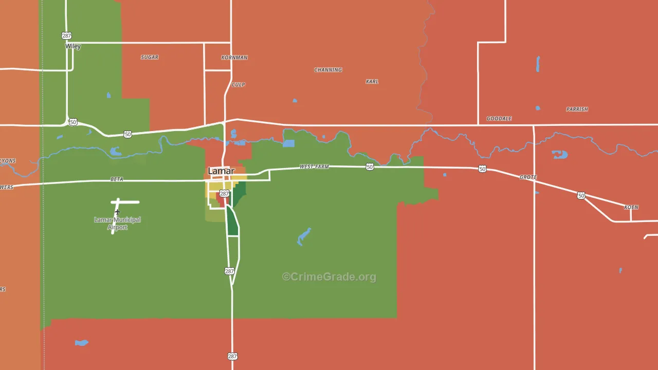 Prowers County, CO Map of Drug-Related Crime Rates