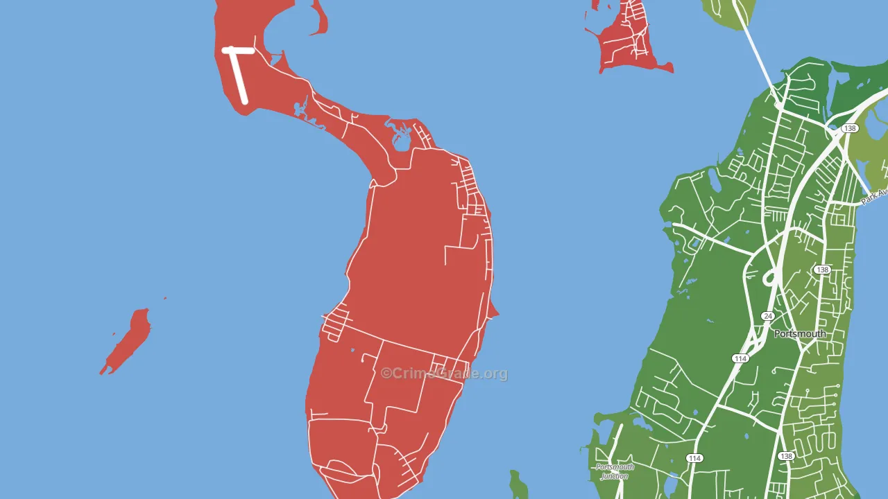 Prudence Island, RI Map of Drug-Related Crime Rates